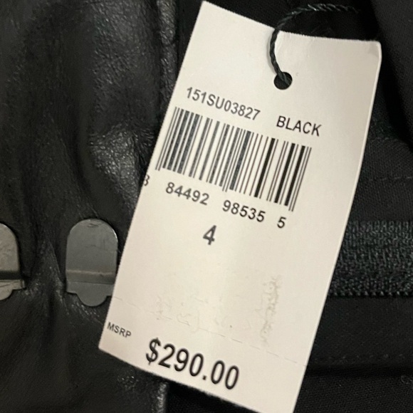 NWT Milly Pleated Wool Blend Cuffed Pant W/ Lamb Skim Leather Waistband Cuffed - Picture 3 of 13